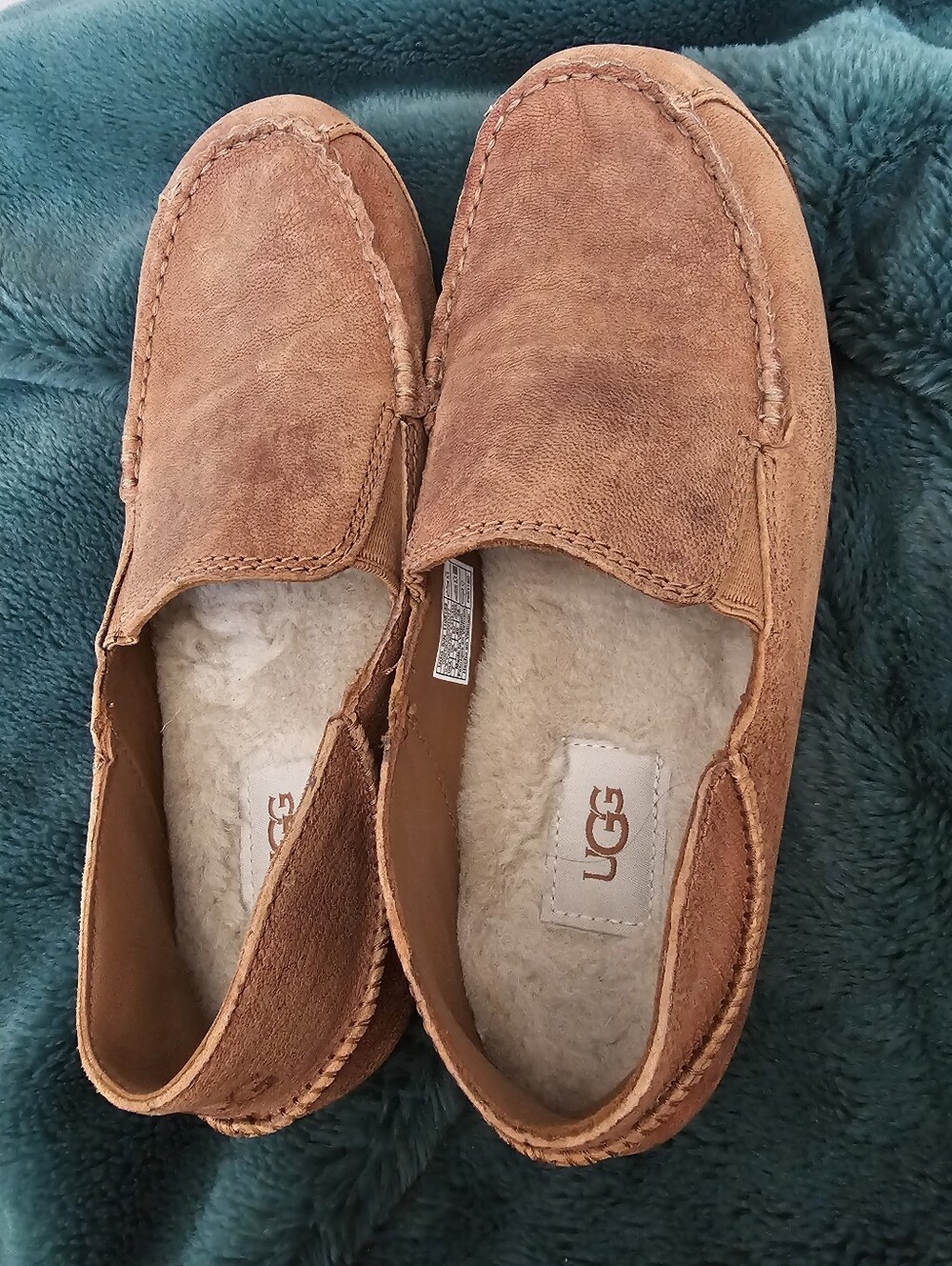 Ugg Men's Alder Suede Shearling Slip On Slippers Driving Loafers Worn 1x Euc